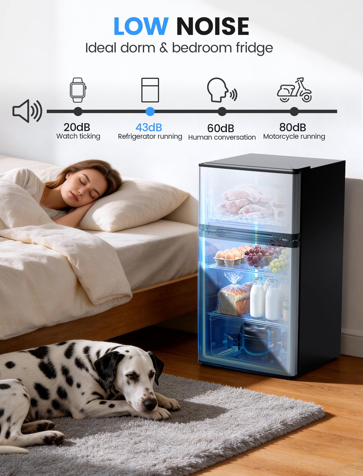 COWSAR 4.5 Cu.Ft Mini Fridge With Freezer for Bedroom Office, Black