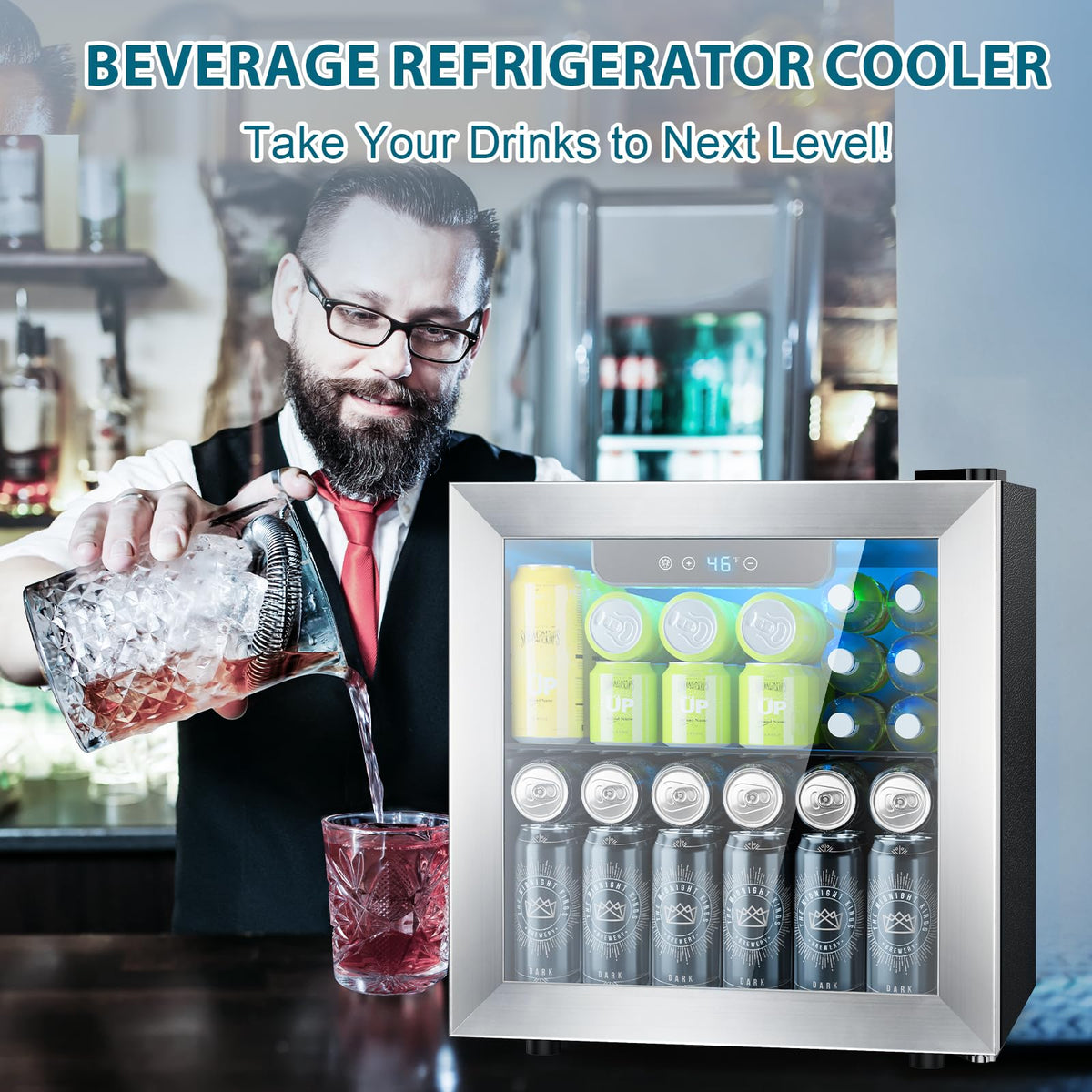 Electactic Mini Fridge 130 Can Beverage Refrigerator Cooler, 3.2 Cu.Ft Drink Fridge forSoda Wine Beer, Digital Temperature Control Cooler for Home, Dorm, Bar