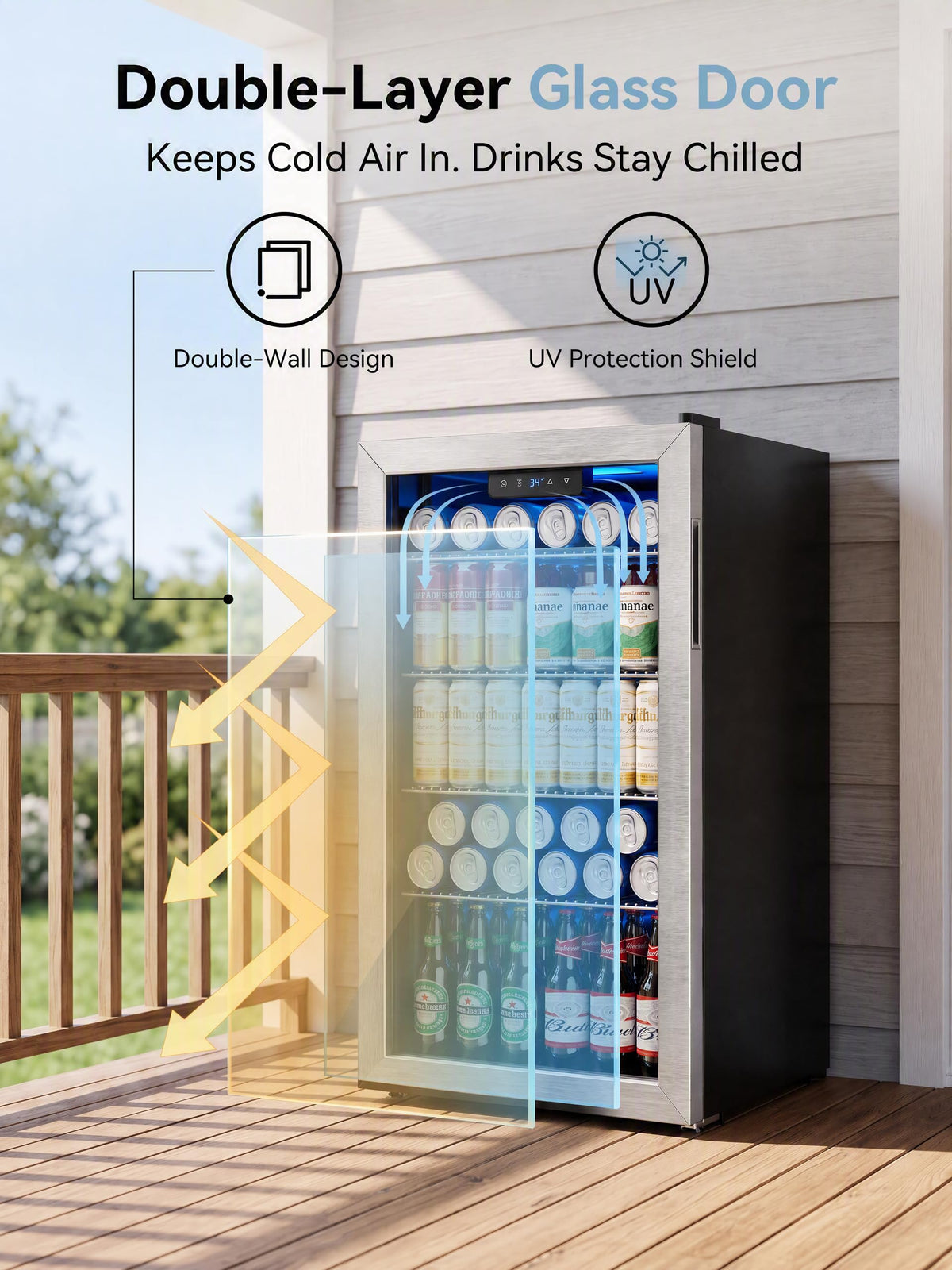 126 Can Mini Fridge, 3.2 Cu.Ft Beverage Refrigerator, Drink Cooler