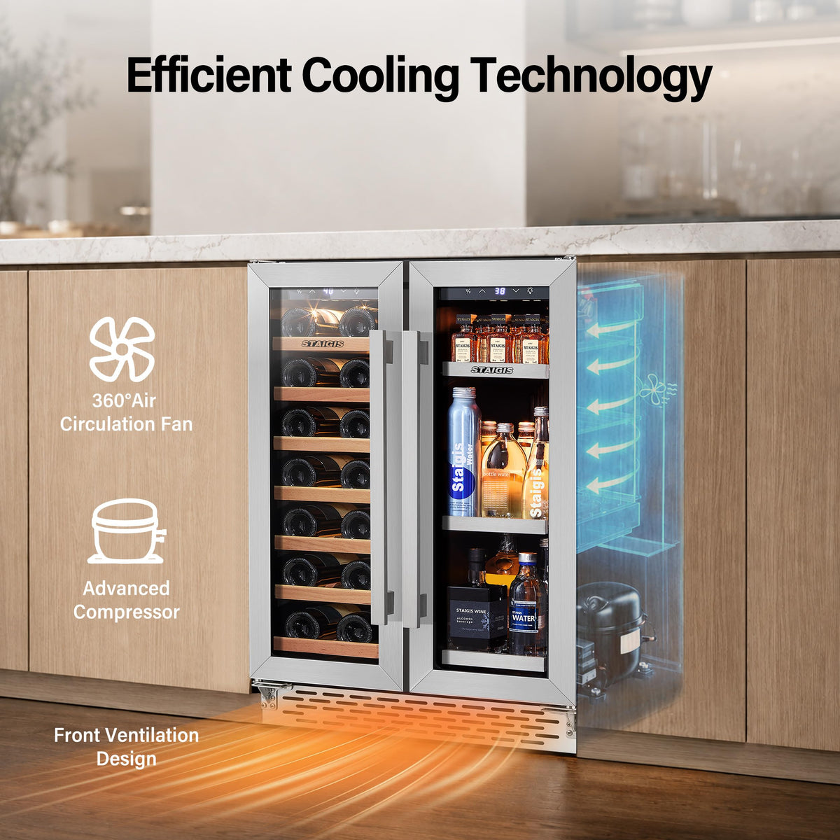 24inch Beverage Refrigerator,180 Cans Beverage Fridge Under Counter
