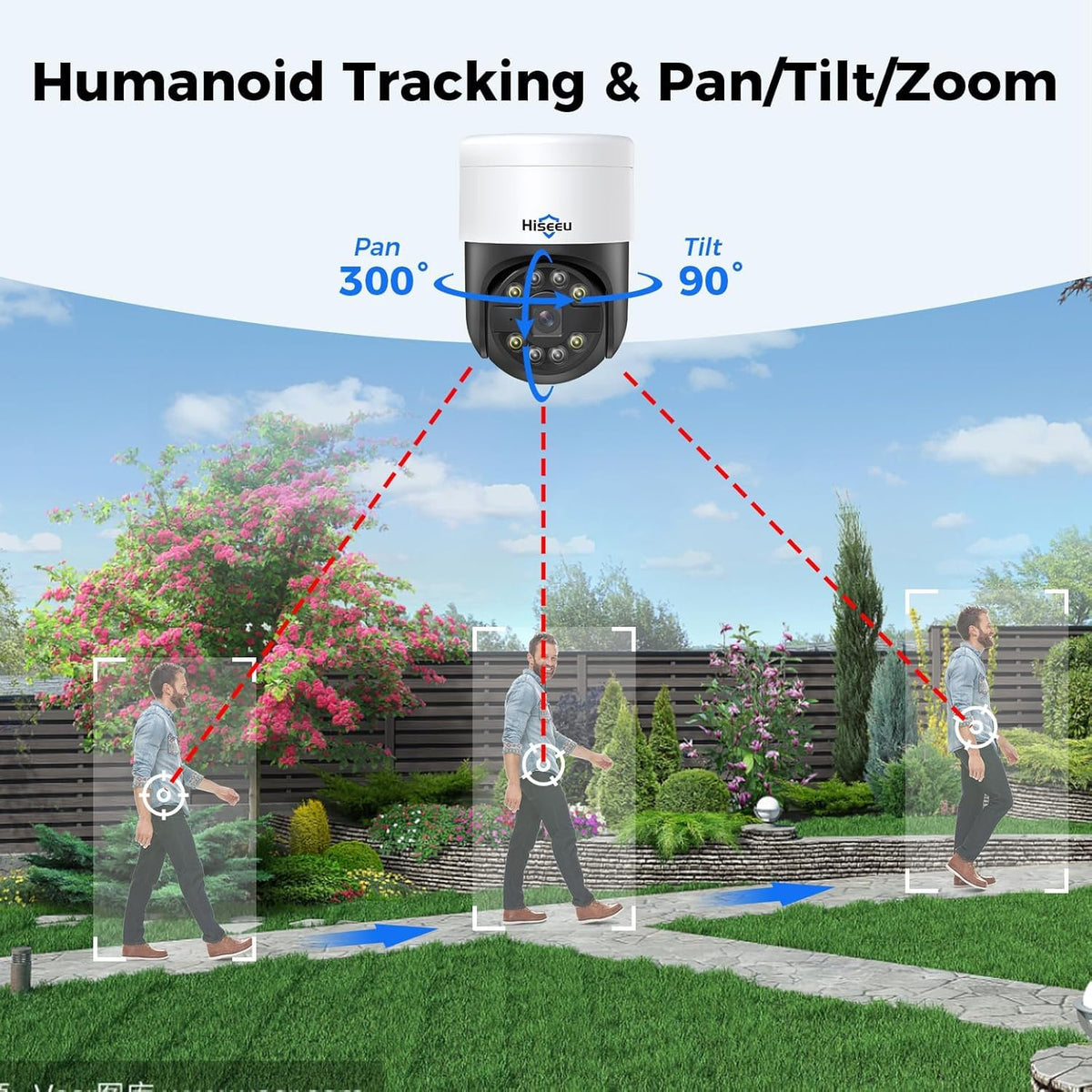【Human Track】Hiseeu 4K PoE PTZ Security Camera System, 6pcs 5MP PTZ Cameras