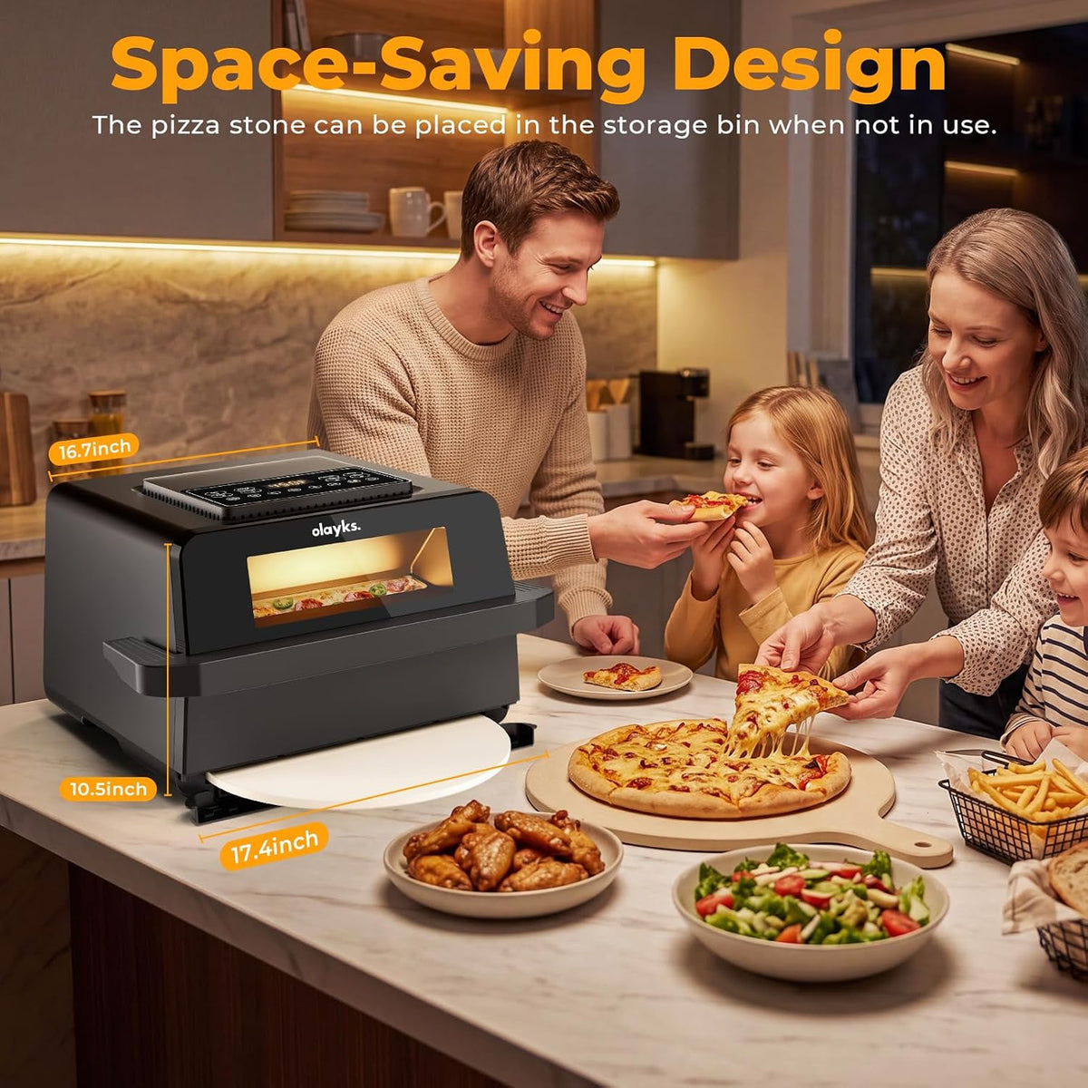 Indoor Pizza Oven, 6.86QT Large Air Fryer with 9 Cooking Functions