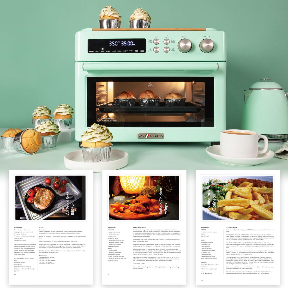 VAL CUCINA 26.3 QT Infrared Air Fryer Toaster Oven Combo, 10-in-1