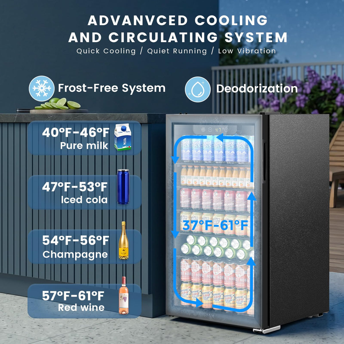 Electactic Mini Fridge 130 Can Beverage Refrigerator Cooler, 3.2 Cu.Ft Drink Fridge forSoda Wine Beer, Digital Temperature Control Cooler for Home, Dorm, Bar