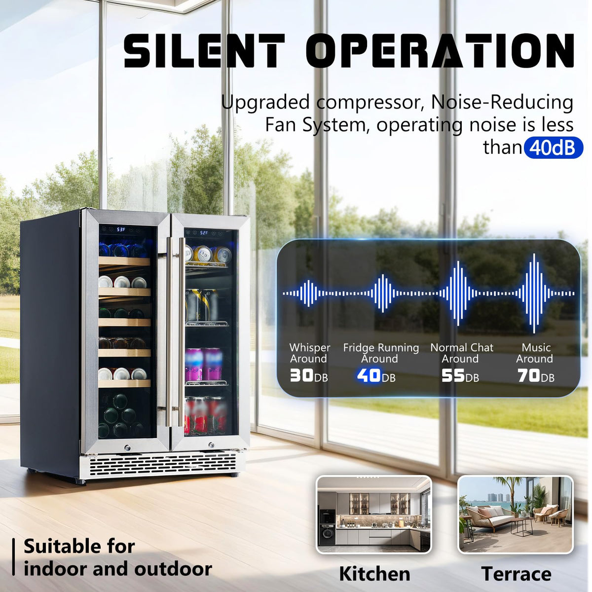 Albott 24 Inch Outdoor Beverage Fridge, 5.0 Cu.Ft Beverage Refrigerator