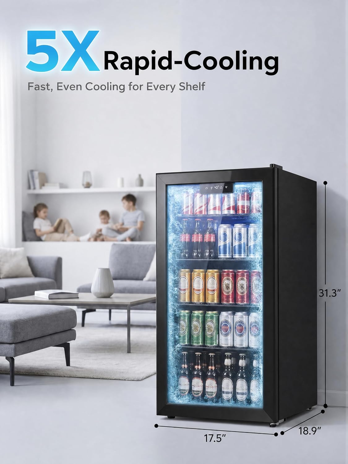 126 Can Mini Fridge, 3.2 Cu.Ft Beverage Refrigerator, Drink Cooler