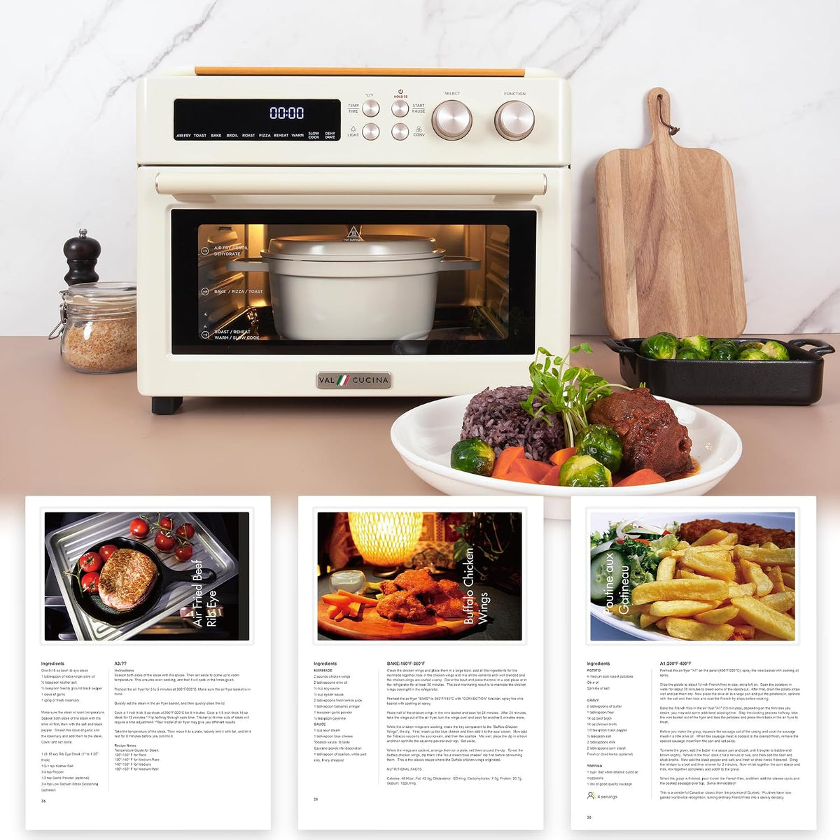 VAL CUCINA 26.3 QT Infrared Air Fryer Toaster Oven Combo, 10-in-1
