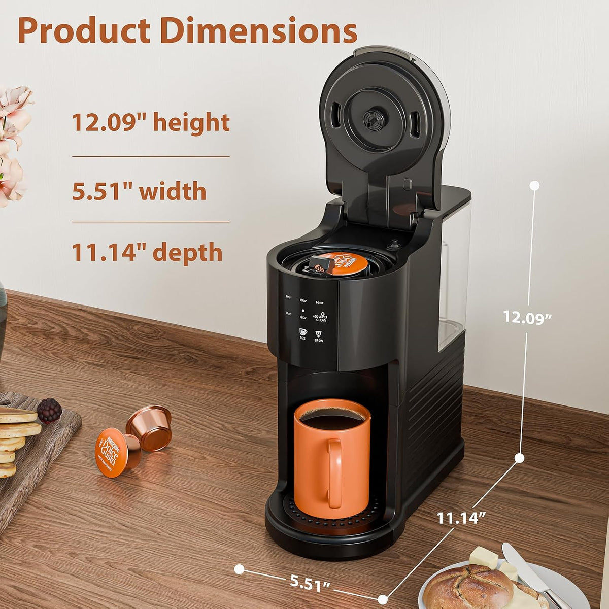 WAA Single Serve Coffee Maker for Capsule & Ground Coffee