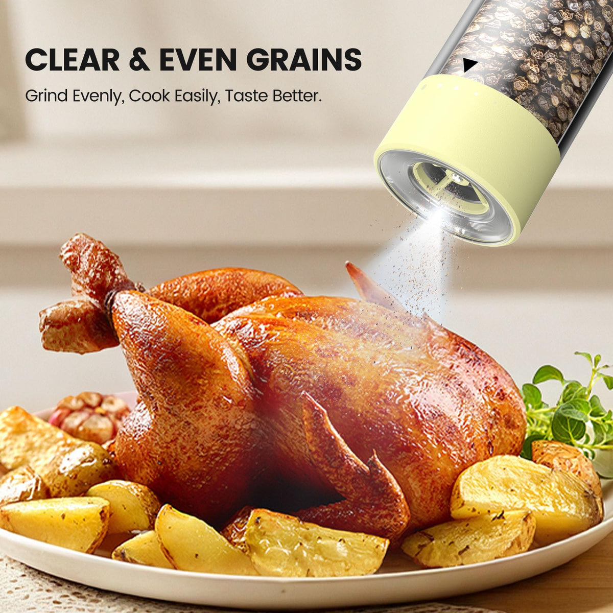 Electric Salt and Pepper Grinder Set - Rechargeable Automatic Salt and Pepper Shakers, Kitchen Appliances with External Adjustable Coarseness, Large Capacity, Housewarming Birthday Gifts for Women Men