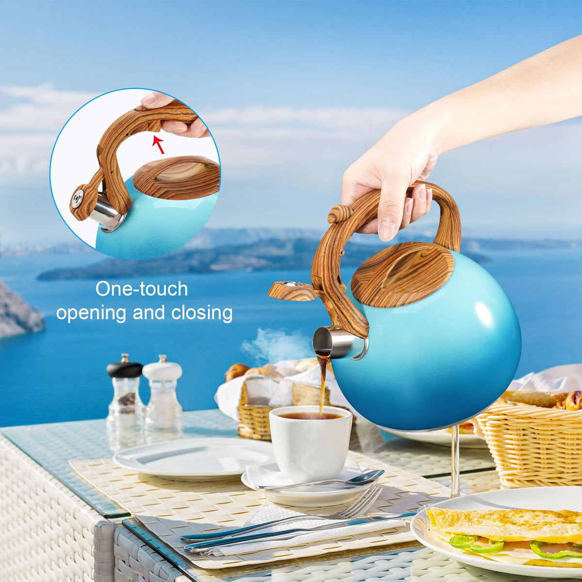 GGC Whistling Tea Kettle for Stove Top, 3.2QT/3L Stainless Steel Tea Kettle