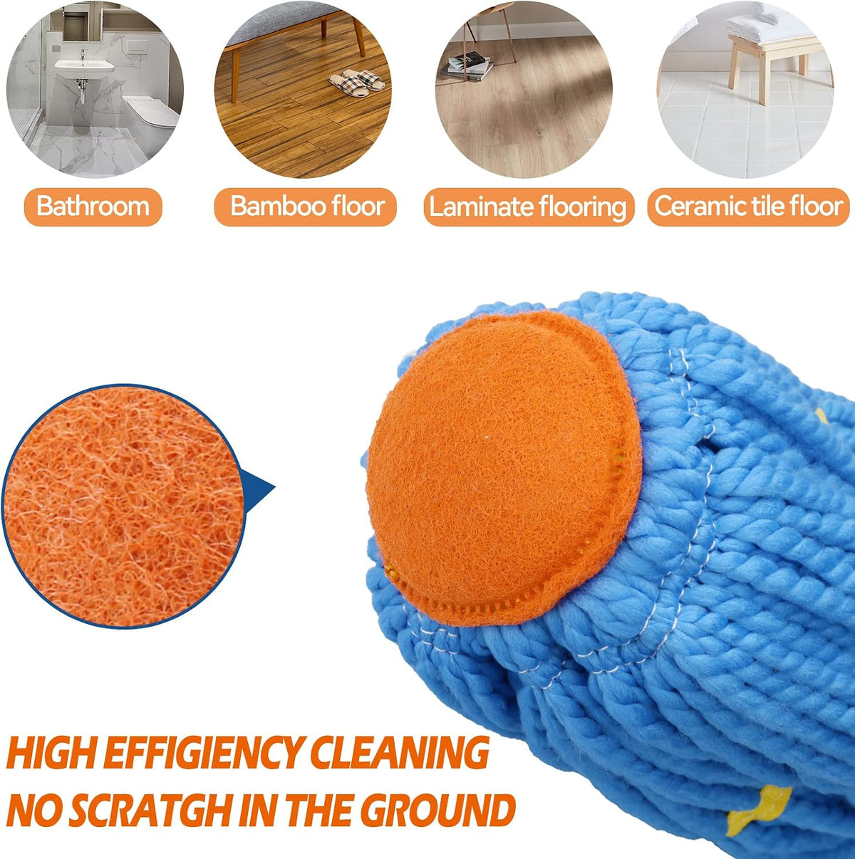 Self-Wringing Twist Mops for Floor Cleaning, Microfiber Floor mop with 57 " Long Handle, Easy Wringing Mop for Hardwood Commercial Household Clean