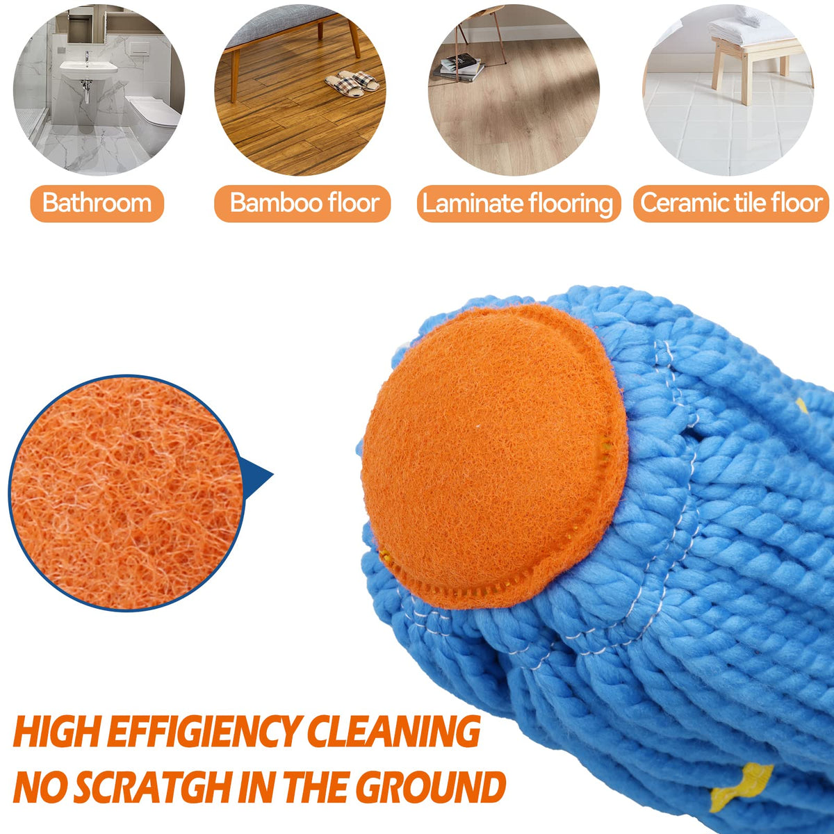 Self-Wringing Twist Mops for Floor Cleaning, Microfiber Floor mop with 57 " Long Handle, Easy Wringing Mop for Hardwood Commercial Household Clean