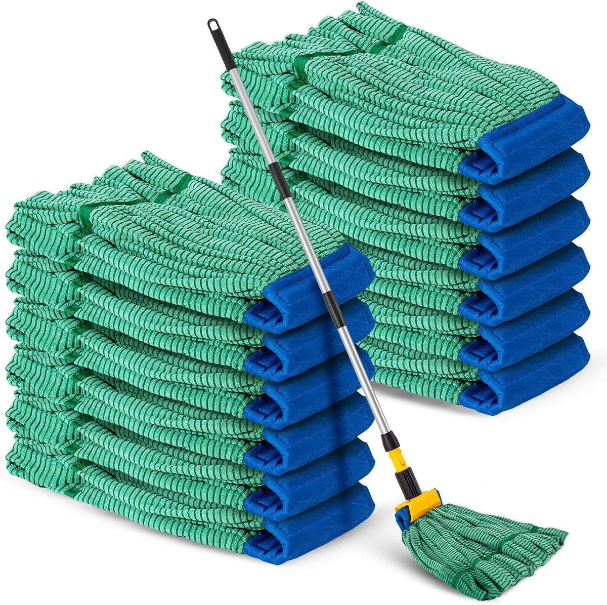 Hushee 12 Pcs Large Microfiber Tube Mop Heads 18 Oz Looped End,Green