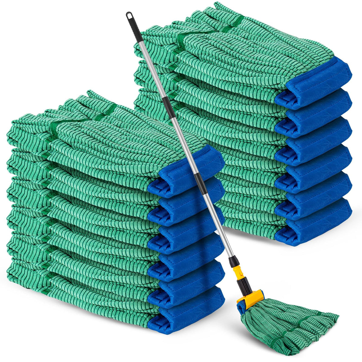 Hushee 12 Pcs Large Microfiber Tube Mop Heads 18 Oz Looped End,Green