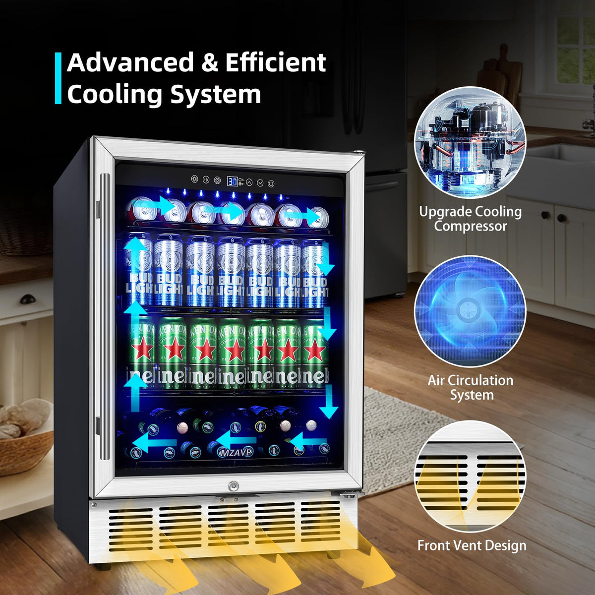 Beverage Refrigerator Cooler, 120 Can Mini Beverage Fridge with Reversible Glass Door for Soda Beer, 3 Cu.Ft Drink Fridge with Digital Temperature Control & Adjustable Shelves - Silver