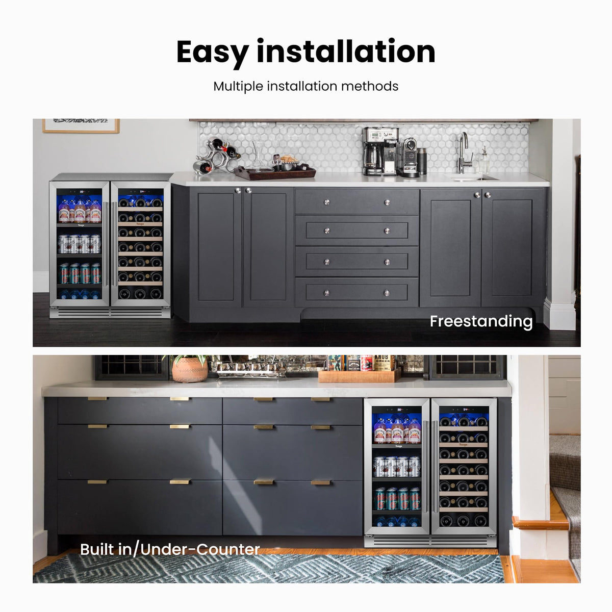 Yeego 24 Inch Dual Zone Wine Fridge with 52 Bottle