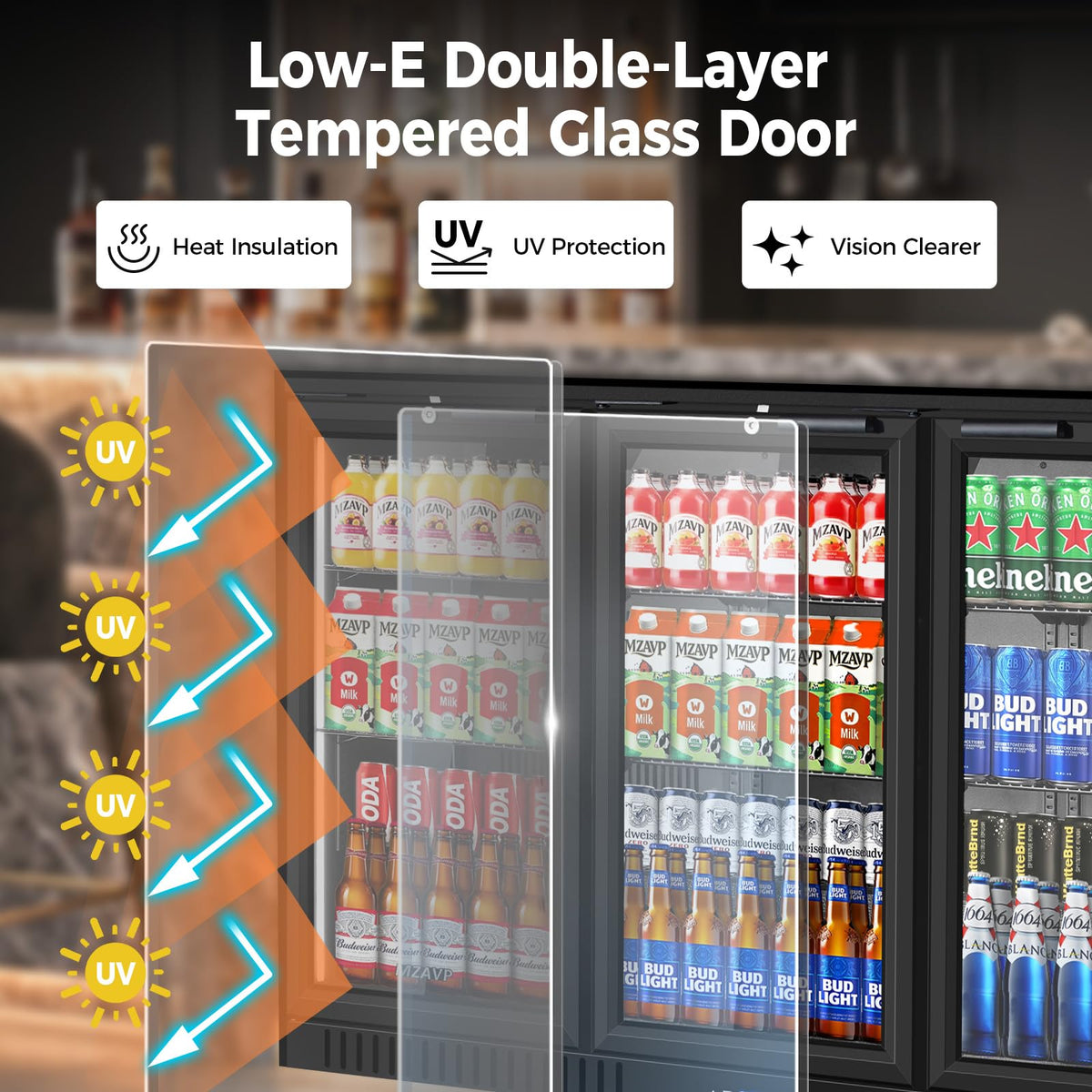 Beverage Refrigerator Cooler, 120 Can Mini Beverage Fridge with Reversible Glass Door for Soda Beer, 3 Cu.Ft Drink Fridge with Digital Temperature Control & Adjustable Shelves - Silver