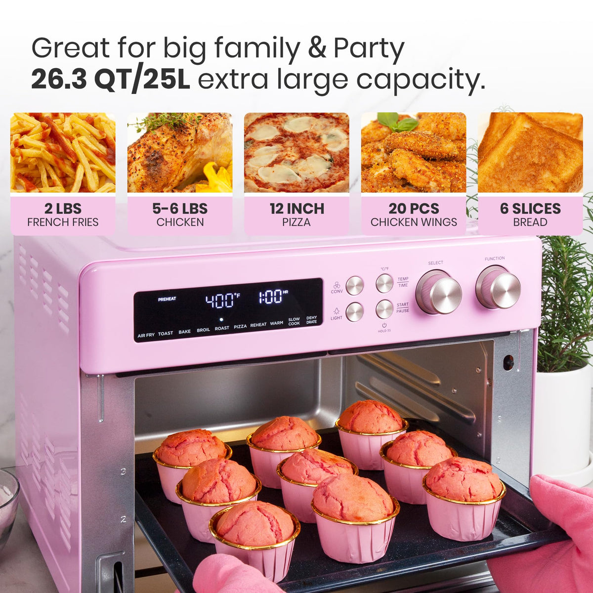 VAL CUCINA 26.3 QT Infrared Air Fryer Toaster Oven Combo, 10-in-1