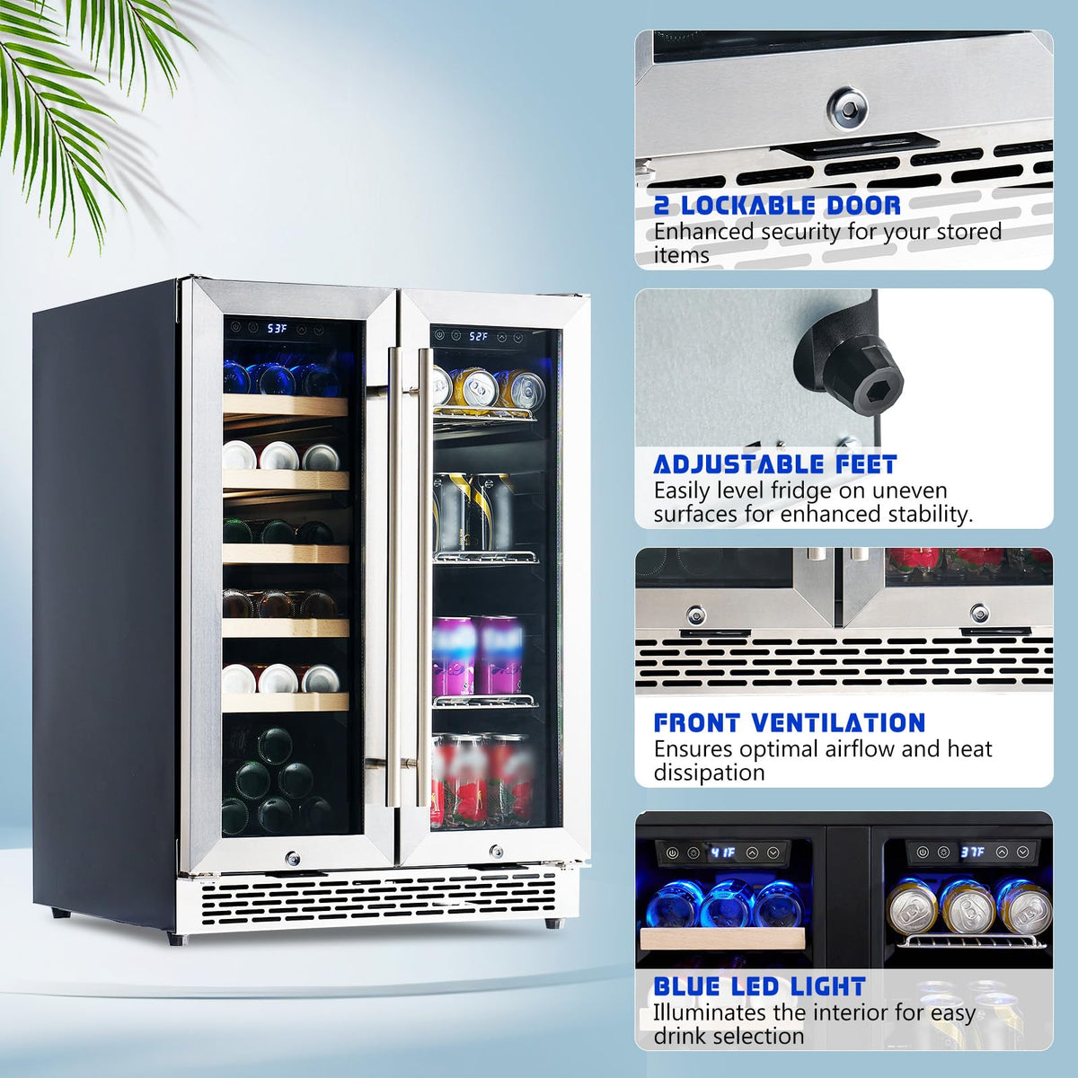 Albott 24 Inch Outdoor Beverage Fridge, 5.0 Cu.Ft Beverage Refrigerator