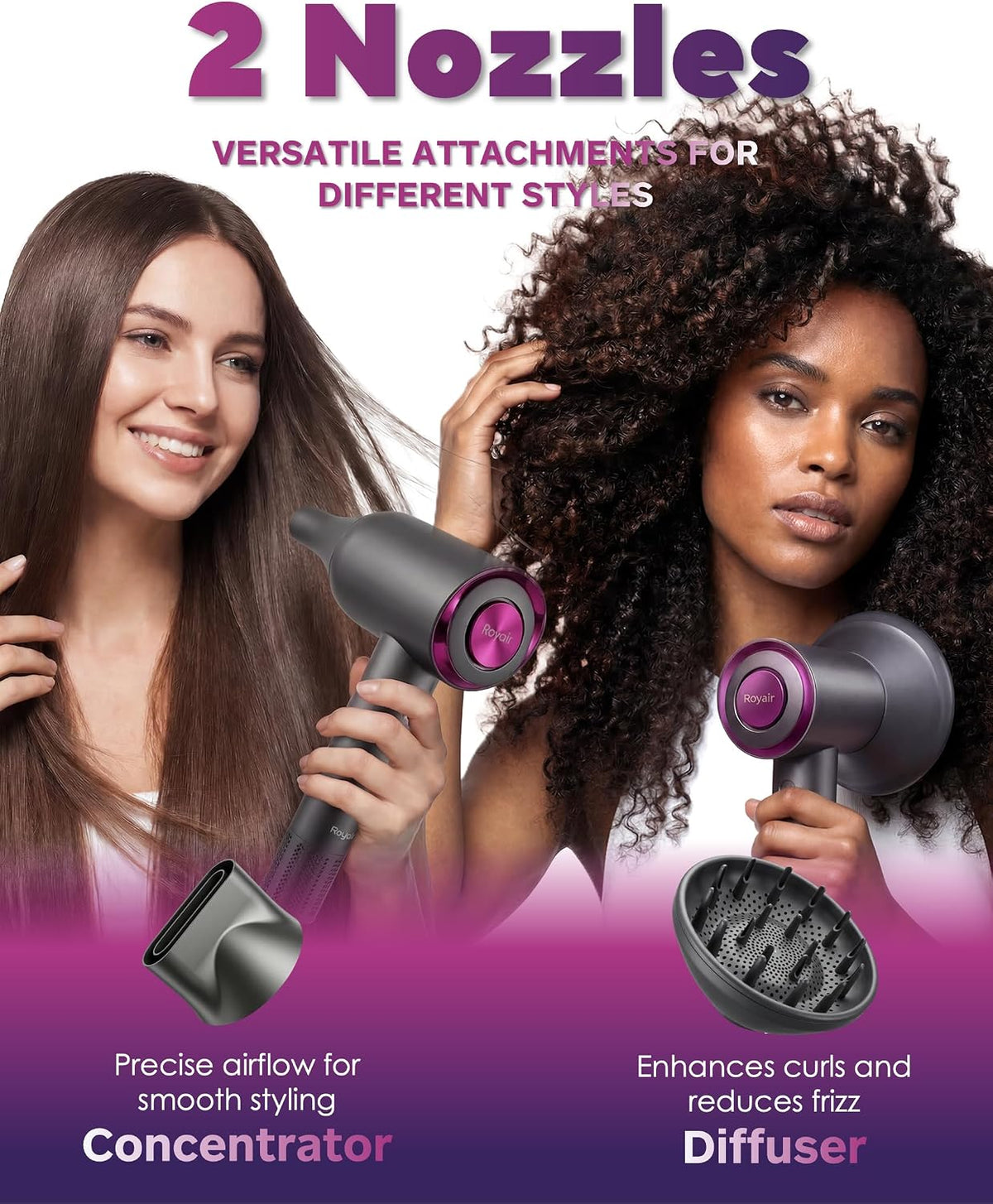 Hair Dryer, Professional High-Speed Ionic Blow Dryer with Diffuser, 1200W