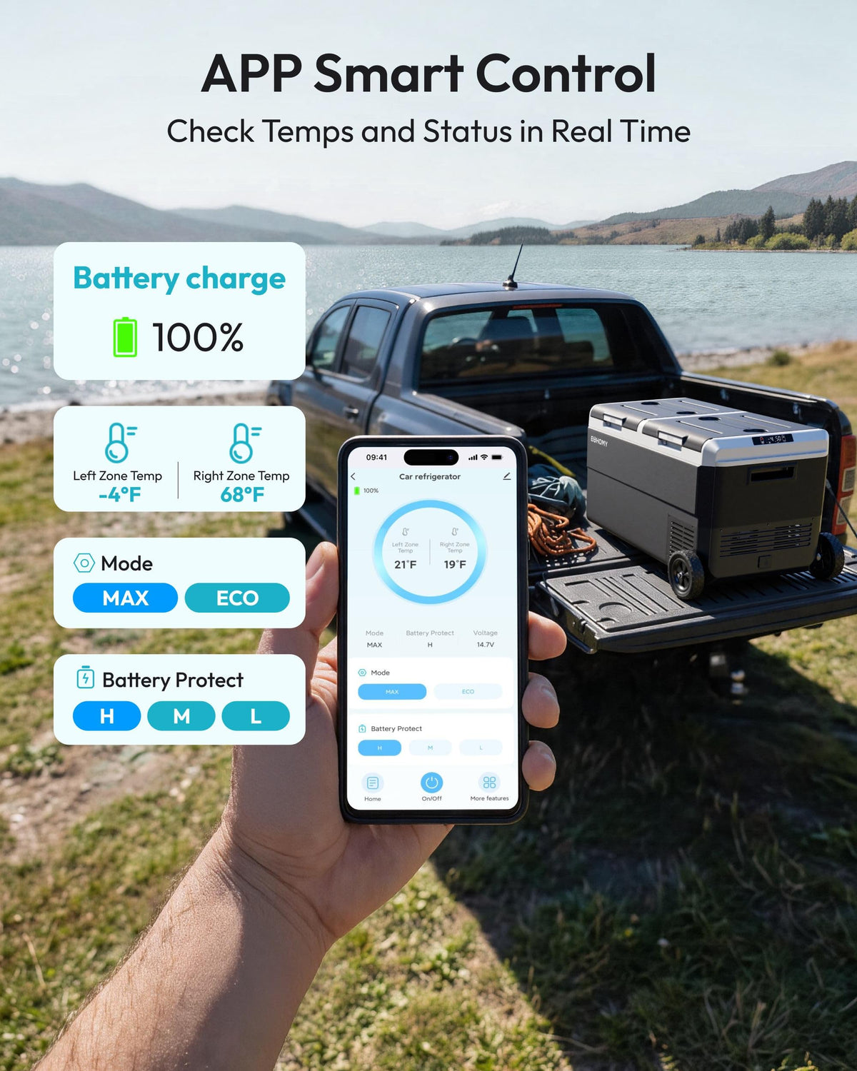 EUHOMY 80QT Portable Electric Cooler, Car refrigerator, 0℉ to 68℉, AC/DC