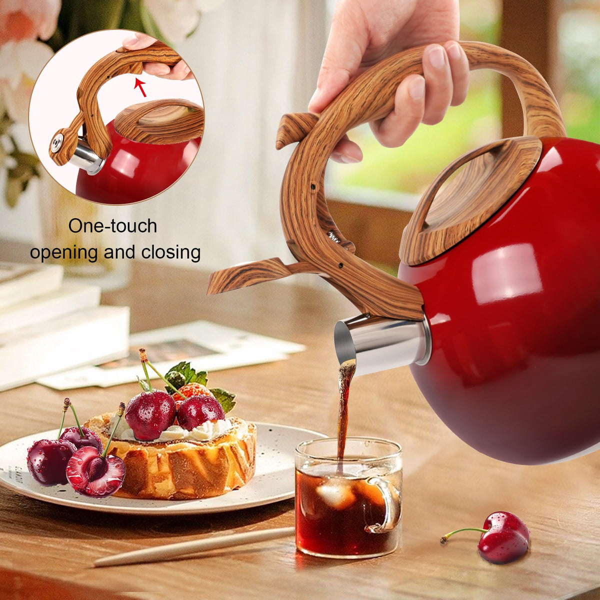 GGC Whistling Tea Kettle for Stove Top, 3.2QT/3L Stainless Steel Tea Kettle