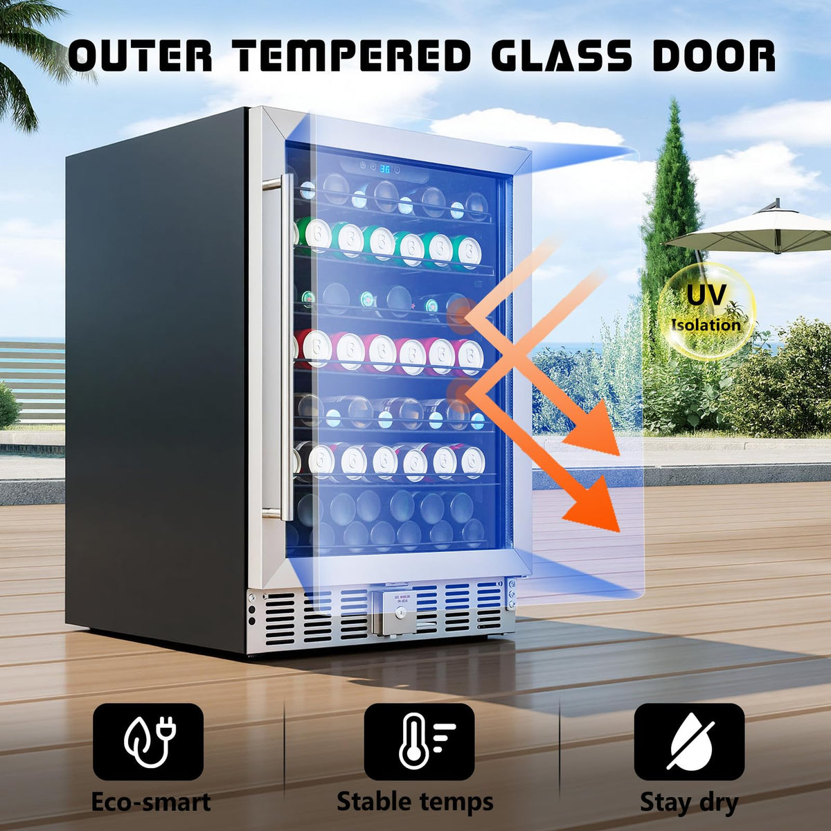 Albott 24 Inch Outdoor Beverage Fridge, 5.0 Cu.Ft Beverage Refrigerator