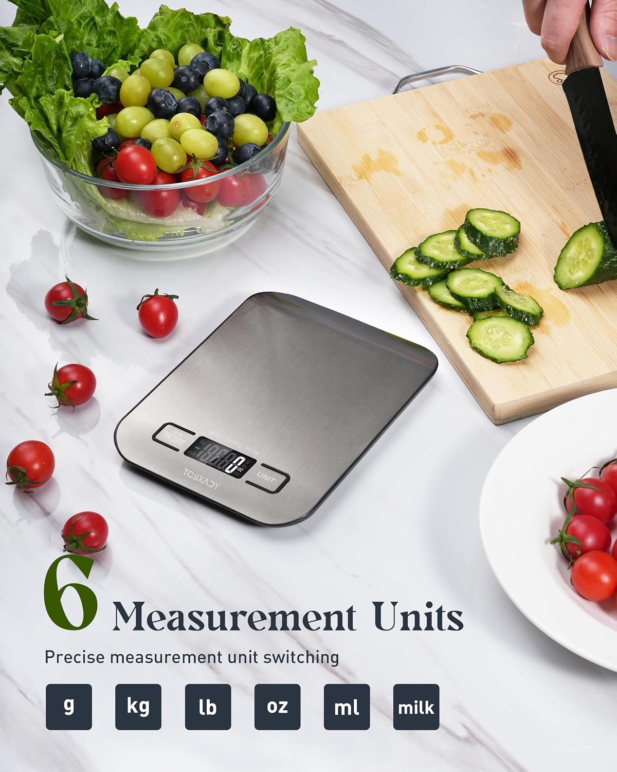 Food Scale, Digital Kitchen Scale with Grams & Ounces Units, 11lb