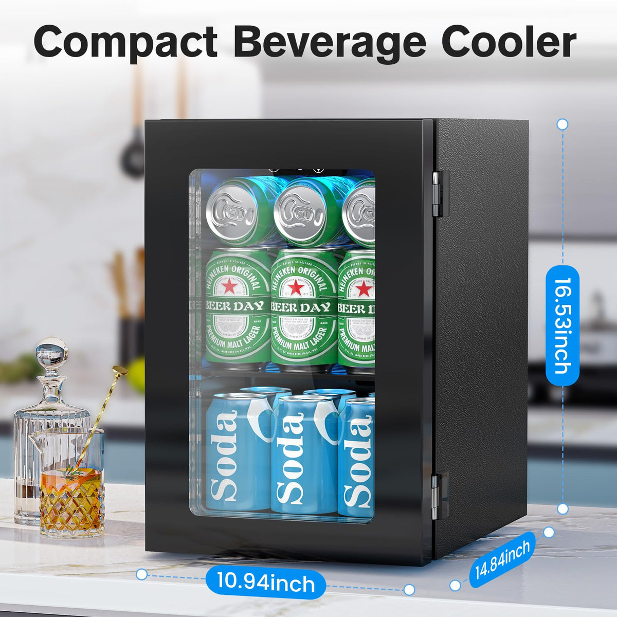 Electactic Mini Fridge 130 Can Beverage Refrigerator Cooler, 3.2 Cu.Ft Drink Fridge forSoda Wine Beer, Digital Temperature Control Cooler for Home, Dorm, Bar