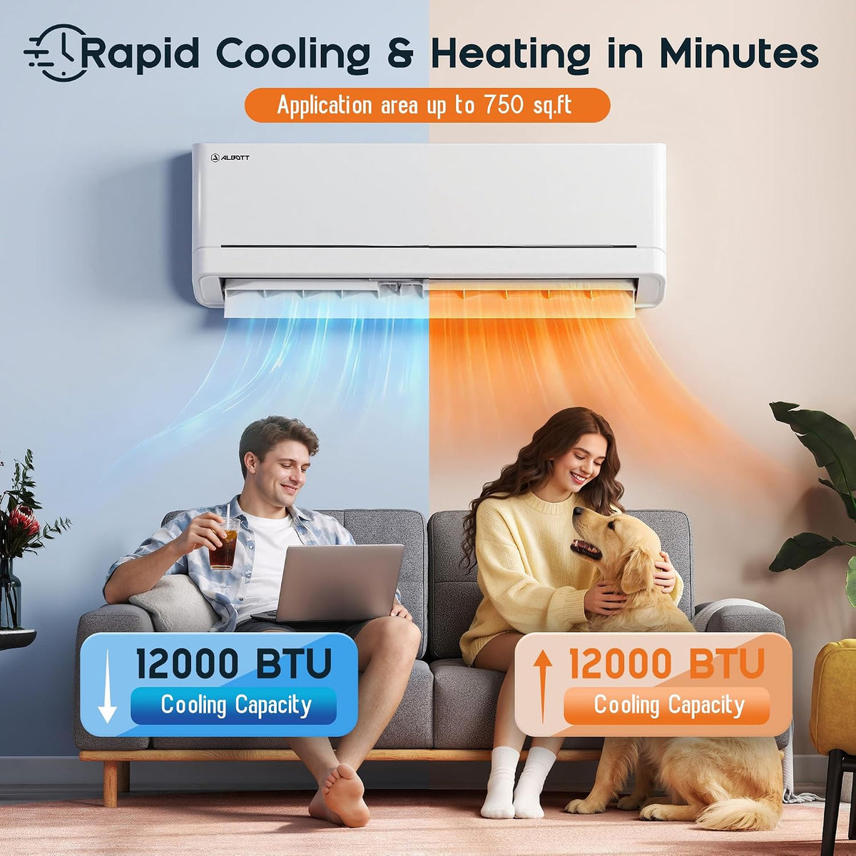 Albott 12,000 BTU Mini Split Air Conditioner and Heater SEER2 18, 115V