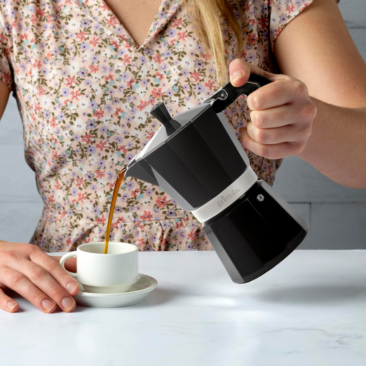 Primula Classic Stovetop Espresso and Coffee Maker, Moka Pot for Italian and Cuban Café Brewing, Greca Coffee Maker, Cafeteras, 9 Espresso Cups, Silver