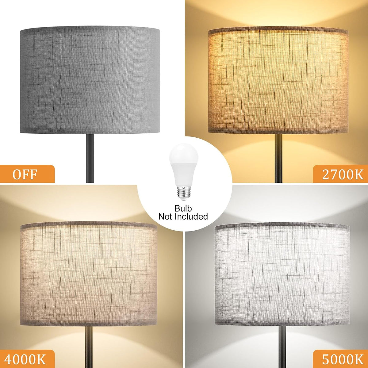 Modern Floor Lamp Simple Design with White Shade & Foot Pedal Switch