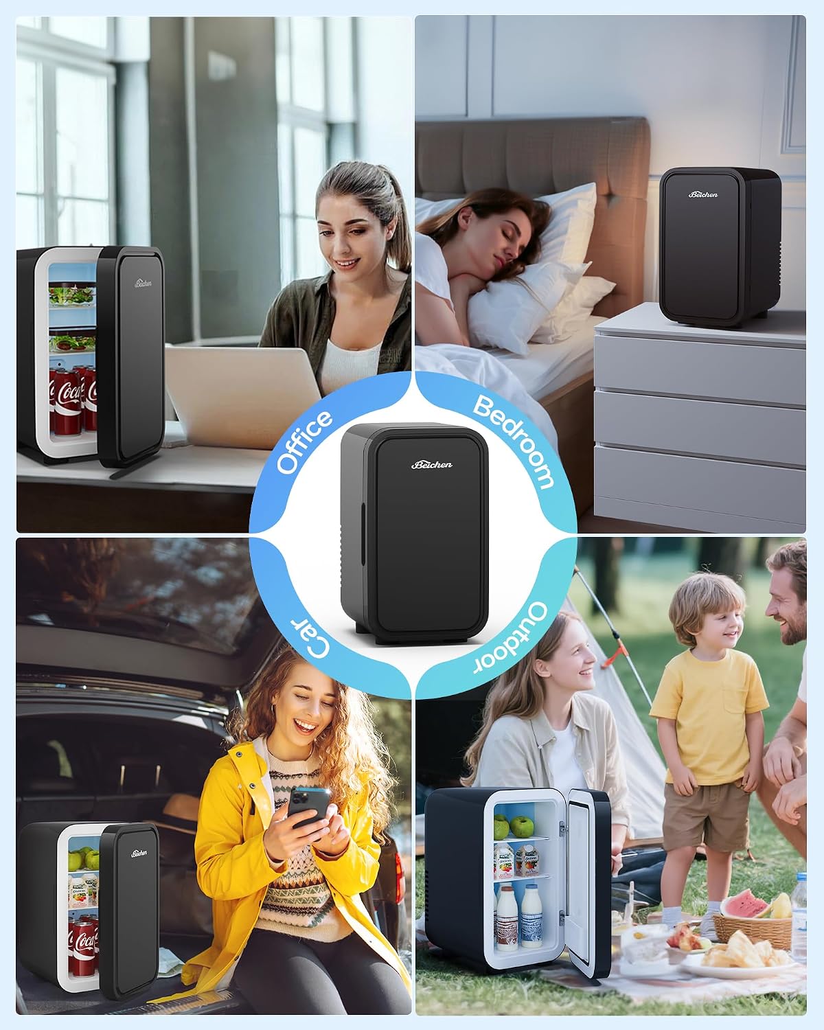 Mini Fridge,6 Liter / 8 Can Small Fridge for Bedroom, Car, Office
