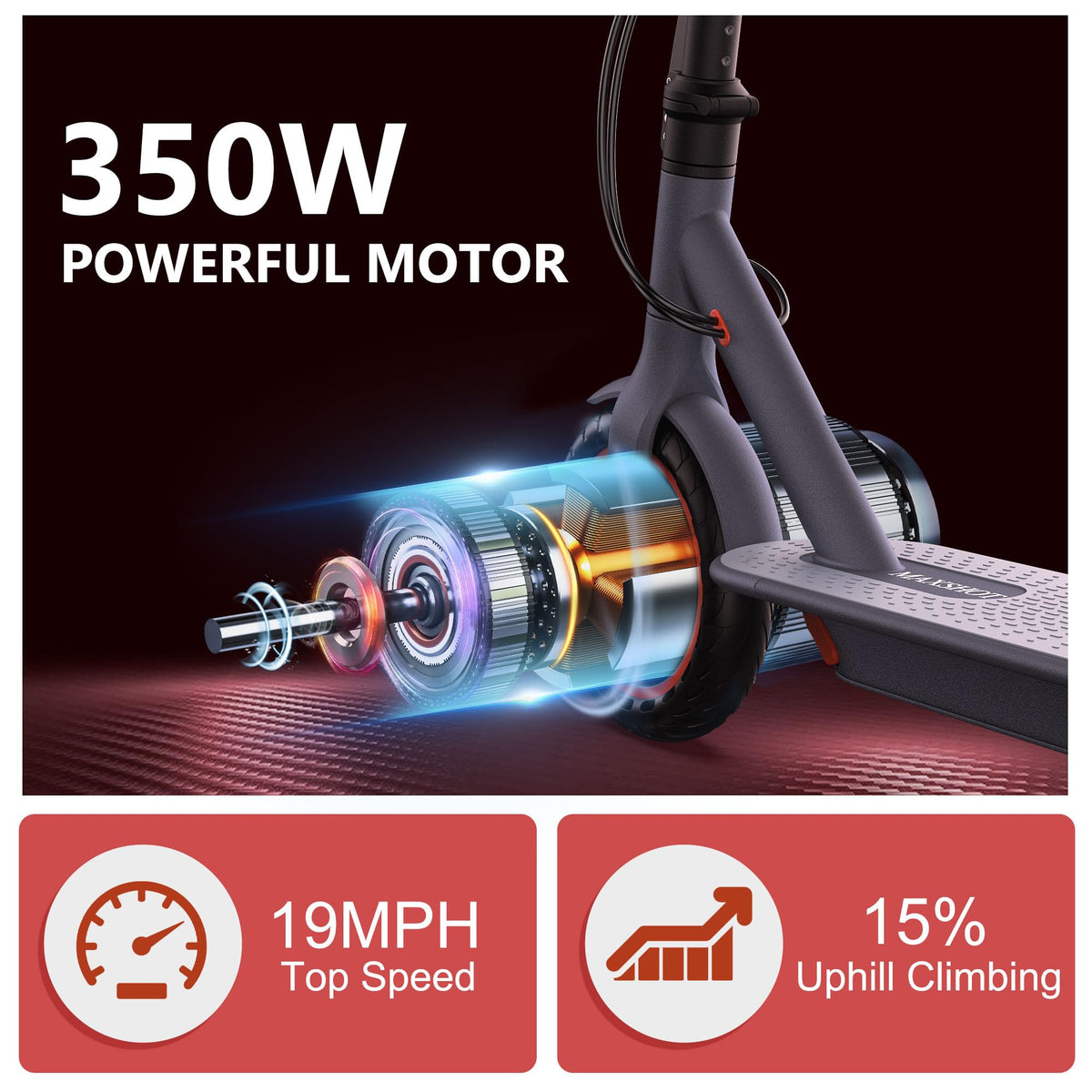 Maxshot Electric Scooter, 8.5" /10" /14" Tire, 16/19/22 Mph Top Speed, 12/16/21/27/28/49/50 Miles Long Range, Folding Escooter for Adults and Kids with Seat Bag, Dual Braking, Dual Suspension, App
