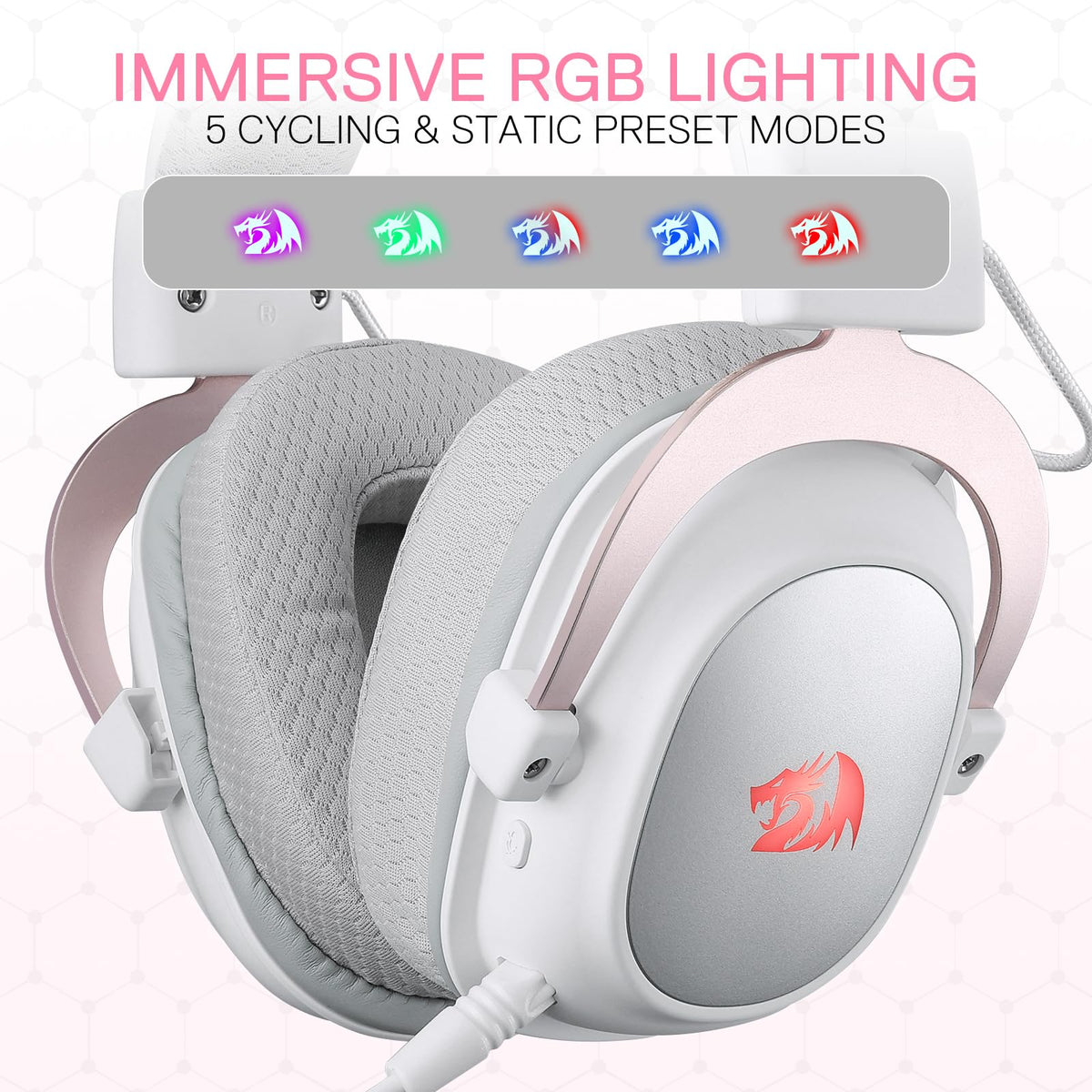 Redragon H510 Zeus Wired Gaming Headset - 7.1 Surround Sound - Memory Foam Ear Pads - 53MM Drivers - Detachable Microphone, Works for Multi-Platforms PC, PS4/3 & Xbox One/Series X, NS