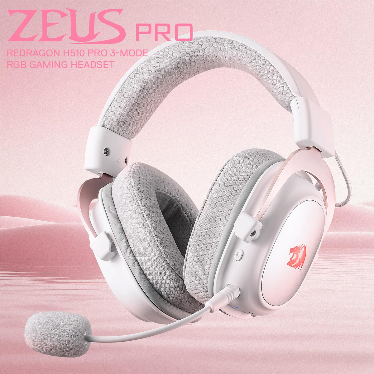 Redragon H510 Zeus Wired Gaming Headset - 7.1 Surround Sound - Memory Foam Ear Pads - 53MM Drivers - Detachable Microphone, Works for Multi-Platforms PC, PS4/3 & Xbox One/Series X, NS