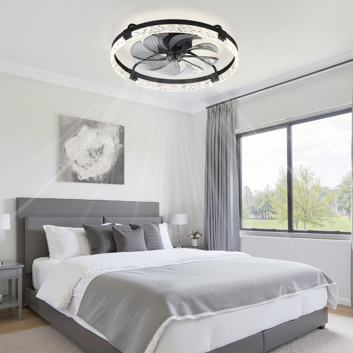 LEDIARY 20" Modern Ceiling Fans with Lights and Remote, White Fandelier