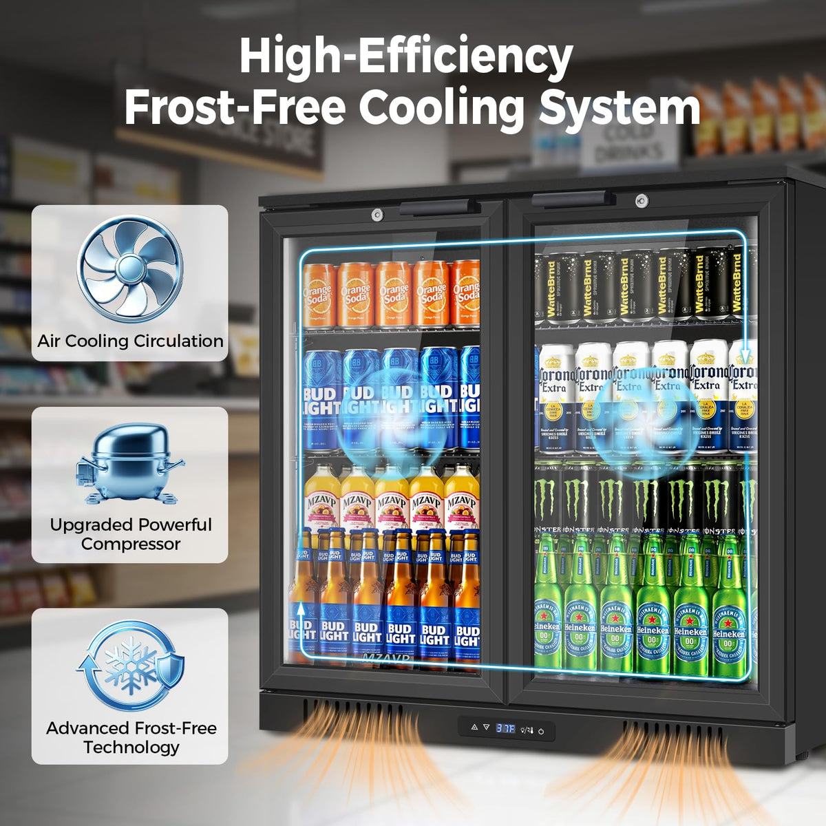 Beverage Refrigerator Cooler, 120 Can Mini Beverage Fridge with Reversible Glass Door for Soda Beer, 3 Cu.Ft Drink Fridge with Digital Temperature Control & Adjustable Shelves - Silver