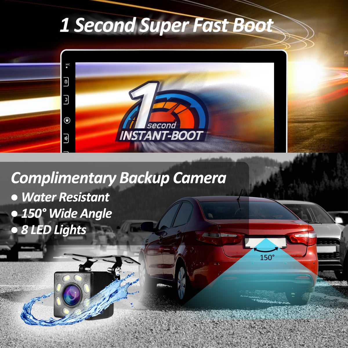 Double Din Car Stereo Compatible with Wireless Apple Carplay, Android Auto - 7" Touch Screen Car Audio Receiver with Bluetooth, AUX, FM Car Radio