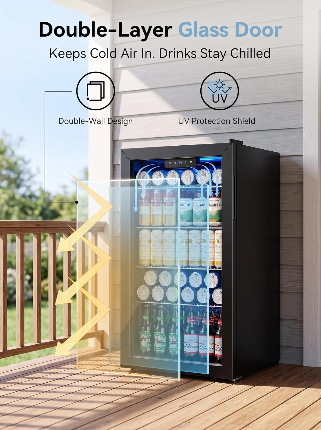 126 Can Mini Fridge, 3.2 Cu.Ft Beverage Refrigerator, Drink Cooler
