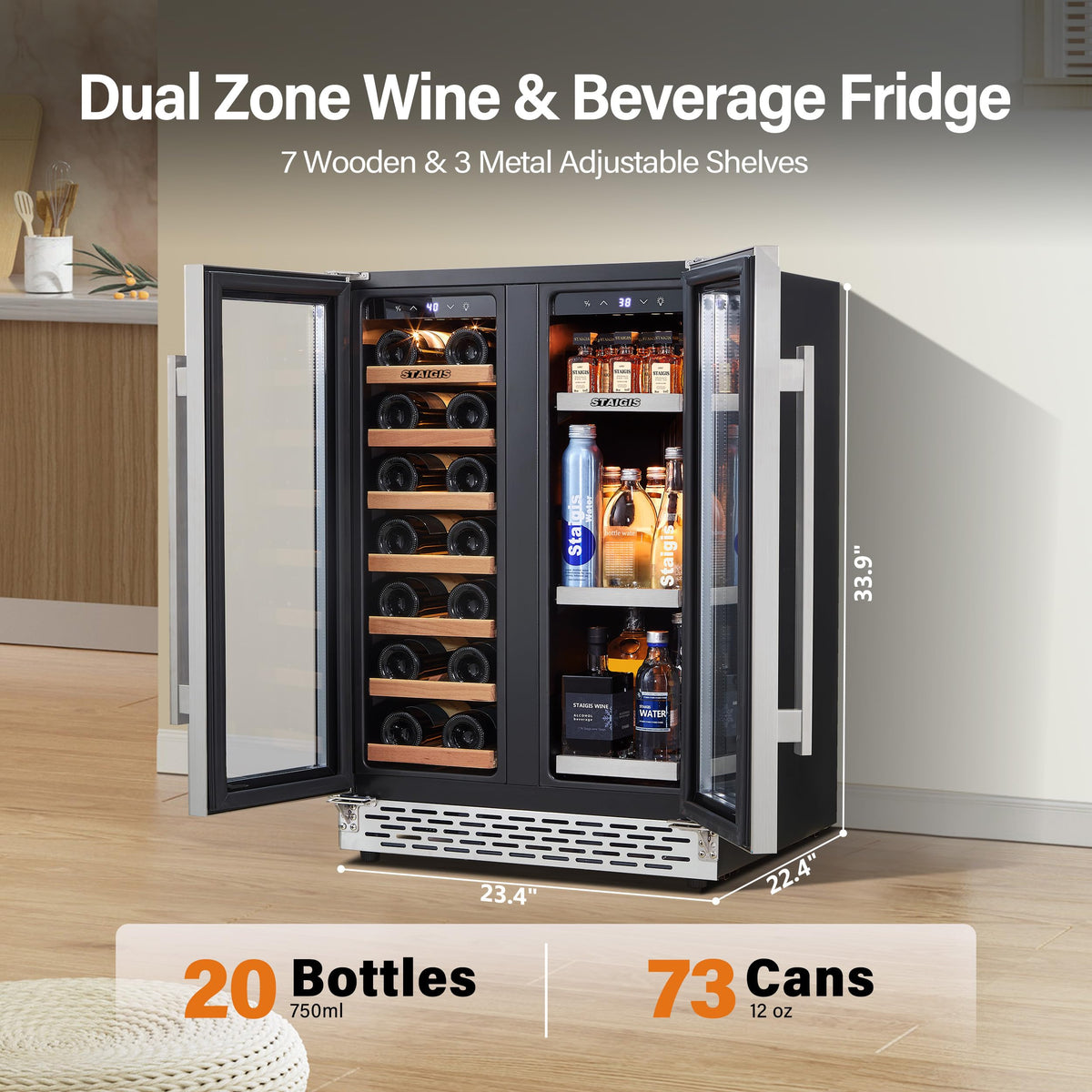 24inch Beverage Refrigerator,180 Cans Beverage Fridge Under Counter