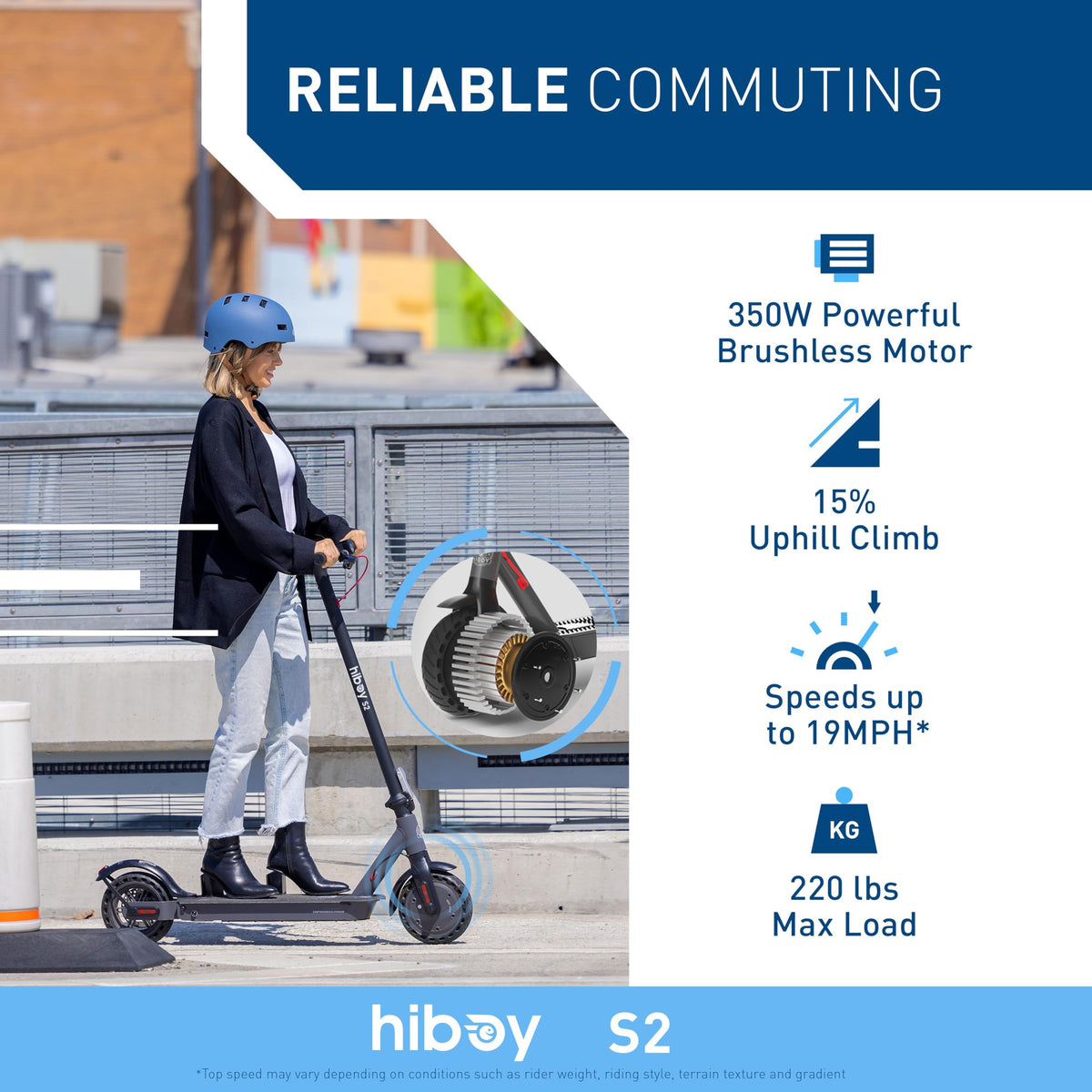 Hiboy S2 Electric Scooter - 8.5" Solid Tires - Up to 17 Miles Long-Range