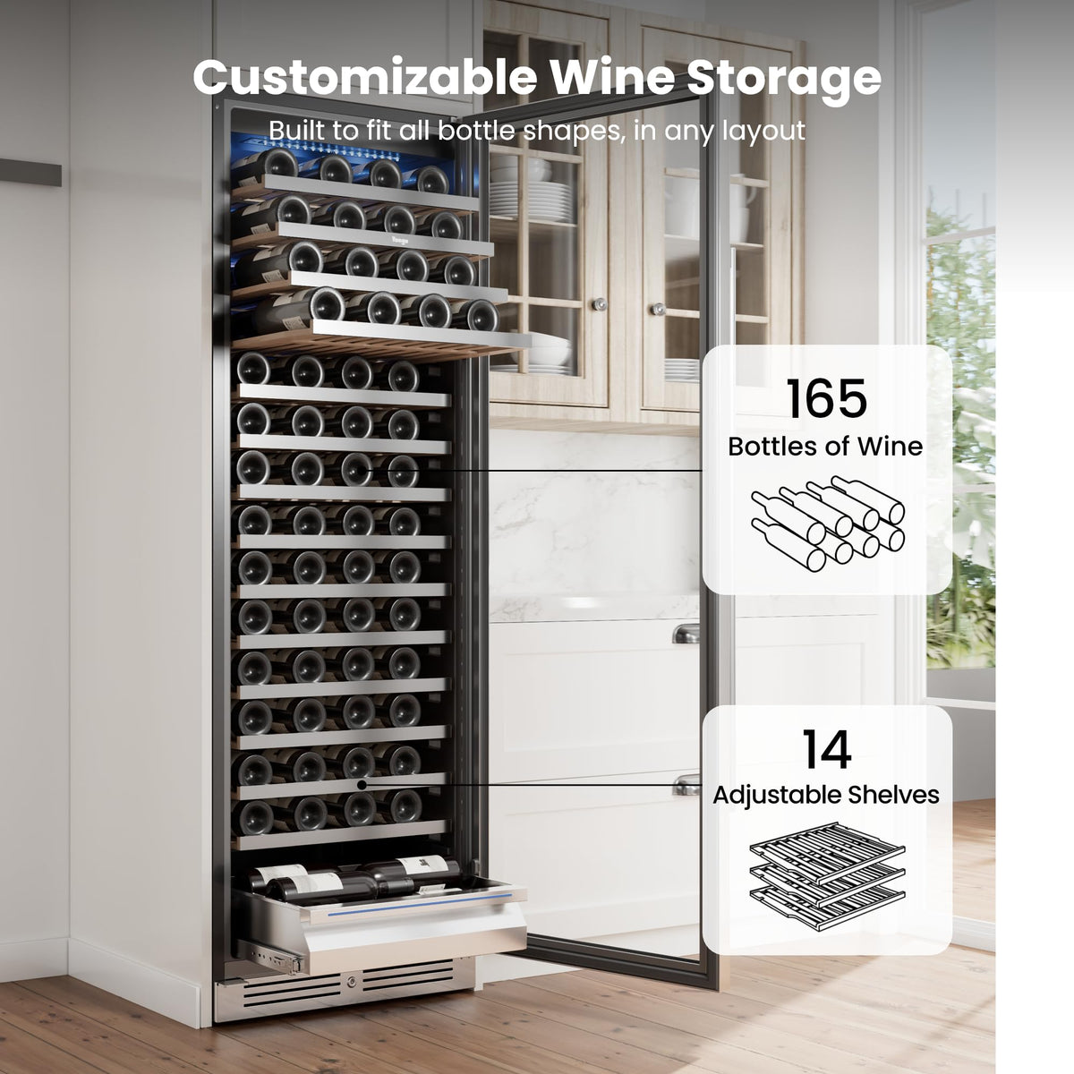Yeego 24 Inch Dual Zone Wine Fridge with 52 Bottle