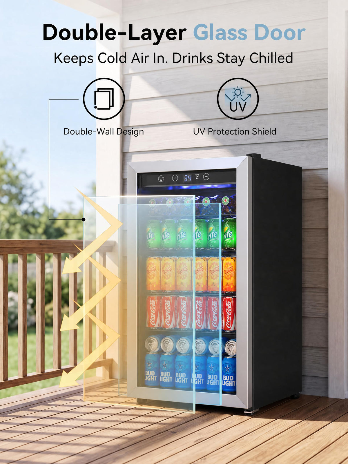 126 Can Mini Fridge, 3.2 Cu.Ft Beverage Refrigerator, Drink Cooler