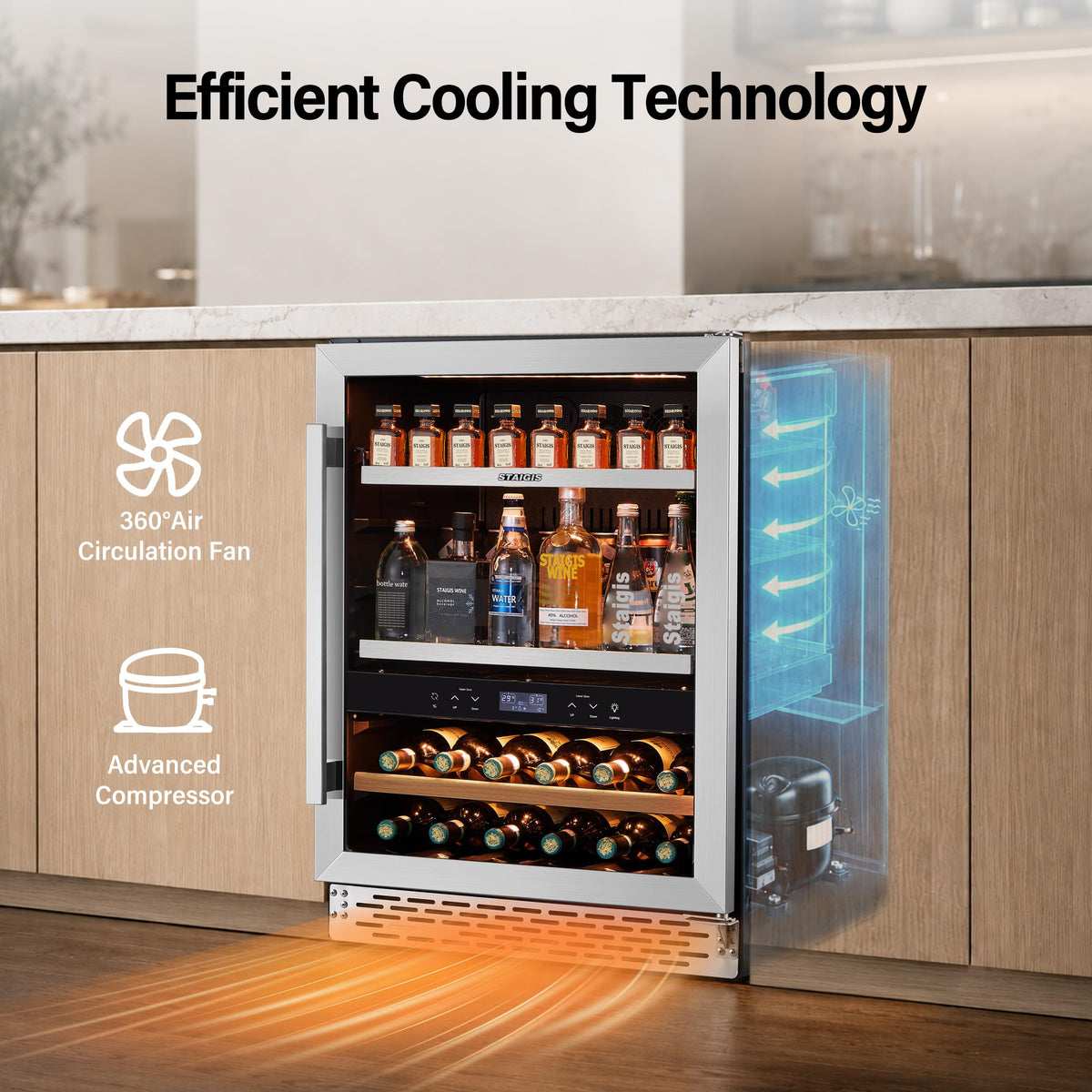 24inch Beverage Refrigerator,180 Cans Beverage Fridge Under Counter