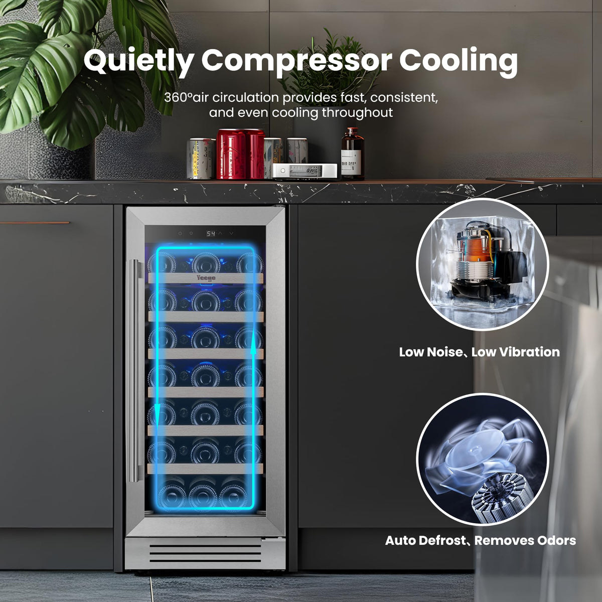 Yeego 24 Inch Dual Zone Wine Fridge with 52 Bottle