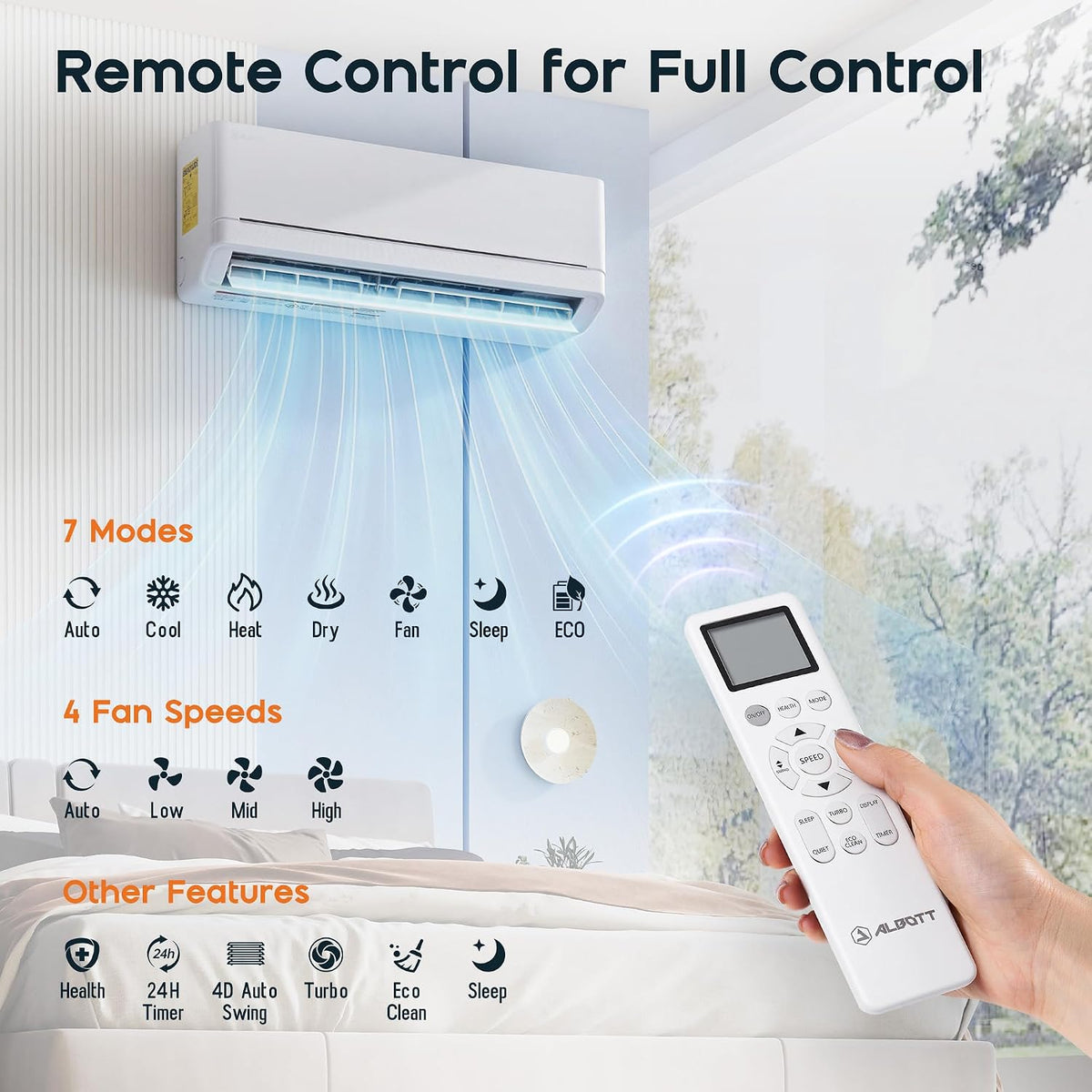Albott 12,000 BTU Mini Split Air Conditioner and Heater SEER2 18, 115V