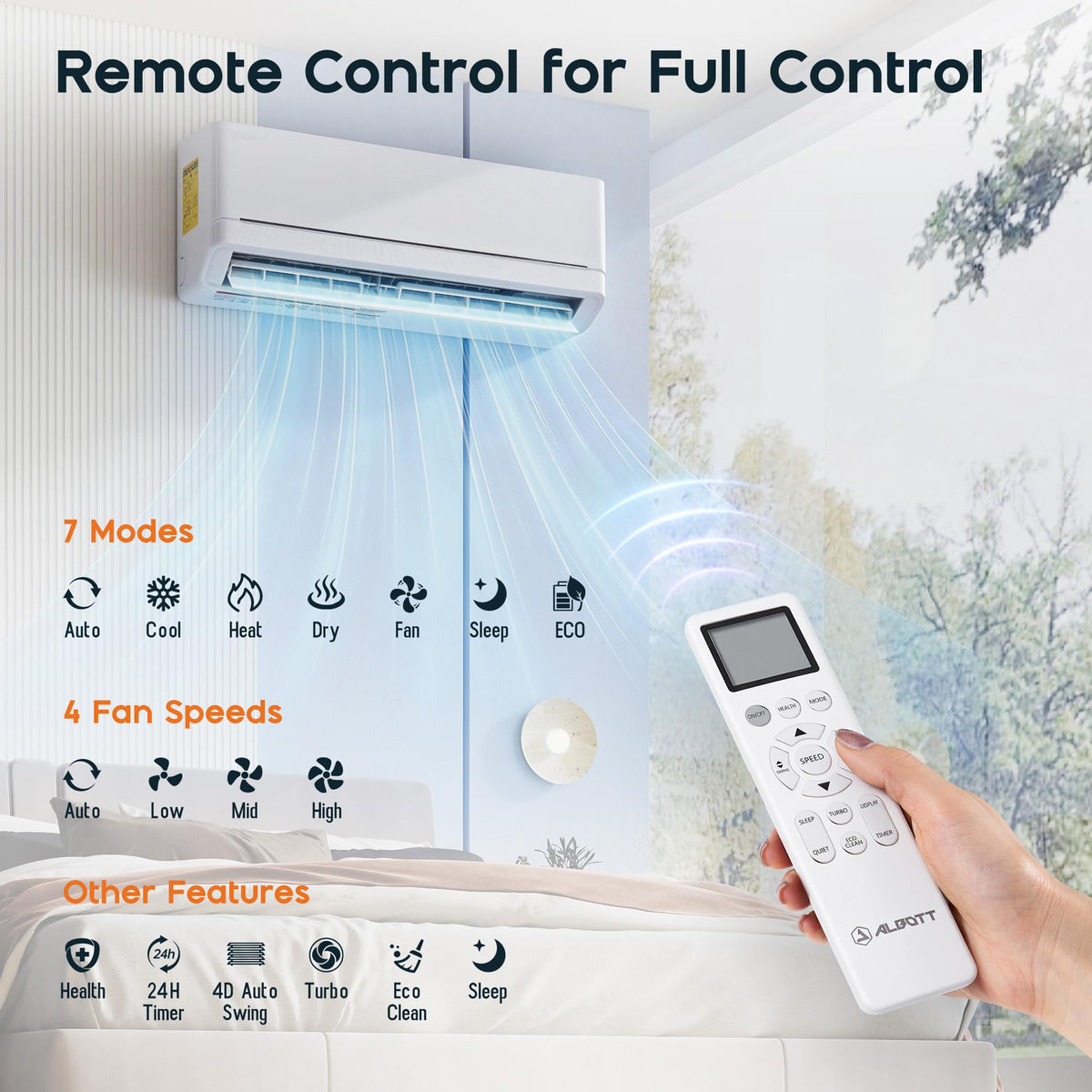 Albott 12,000 BTU Mini Split Air Conditioner and Heater SEER2 18, 115V
