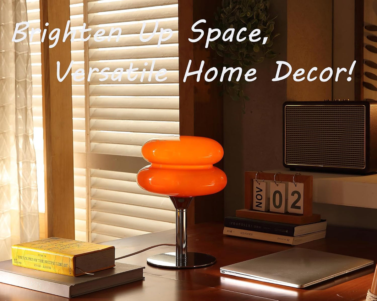 Glivpny Mushroom Lamp Table Lamp, Mid Century Modern Bedroom Lamps(Orange)