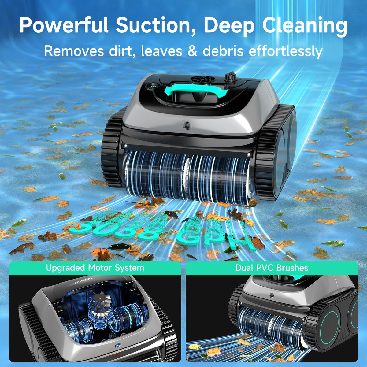 WYBOT C1 Cordless Robotic Pool Vacuum for Inground Pools, Professional | 4-in-1 Robotic Pool Cleaner for Above Ground Pool, 160 Mins Runtime, APP Countrol, Smart Navigation with Powerful Suction